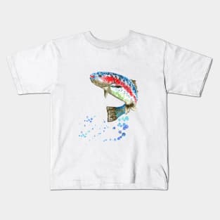 Jumping rainbow trout Kids T-Shirt